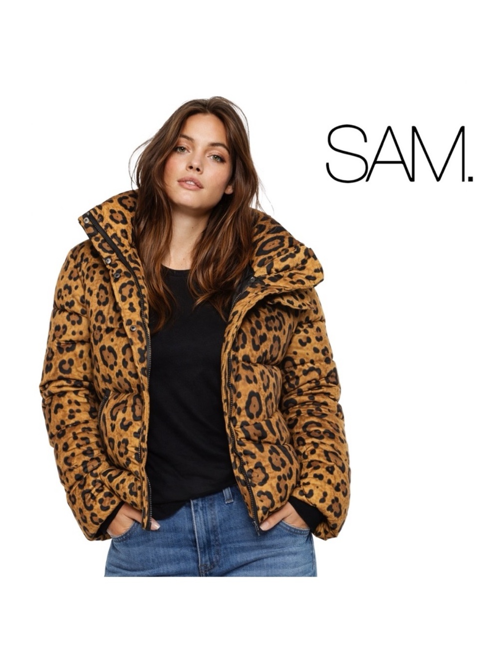 SAM. New York Elsa Leopard Print Puffer Jacket - Small